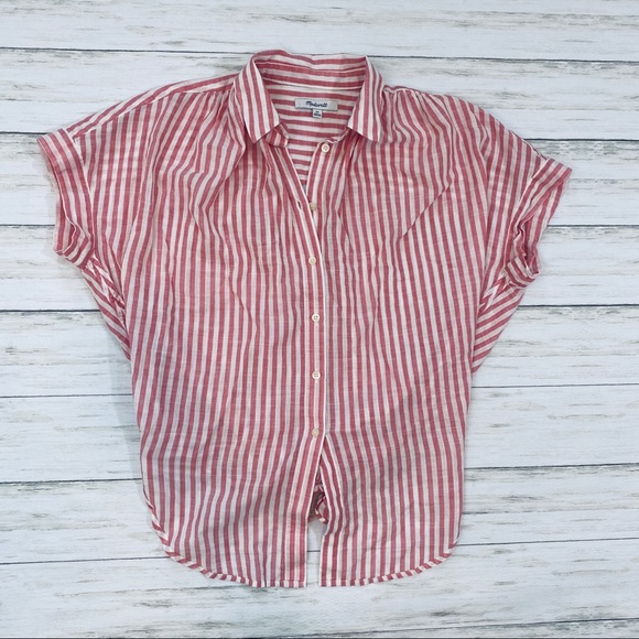 Madewell Pink Rose Stripe Tie Back Central Top XS - Picture 6 of 8